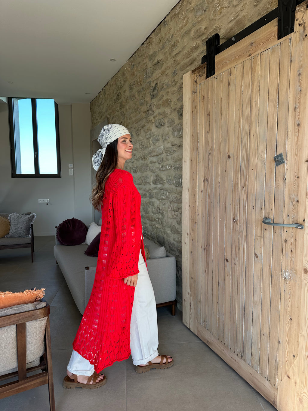 GILET LONG GWEN ROUGE