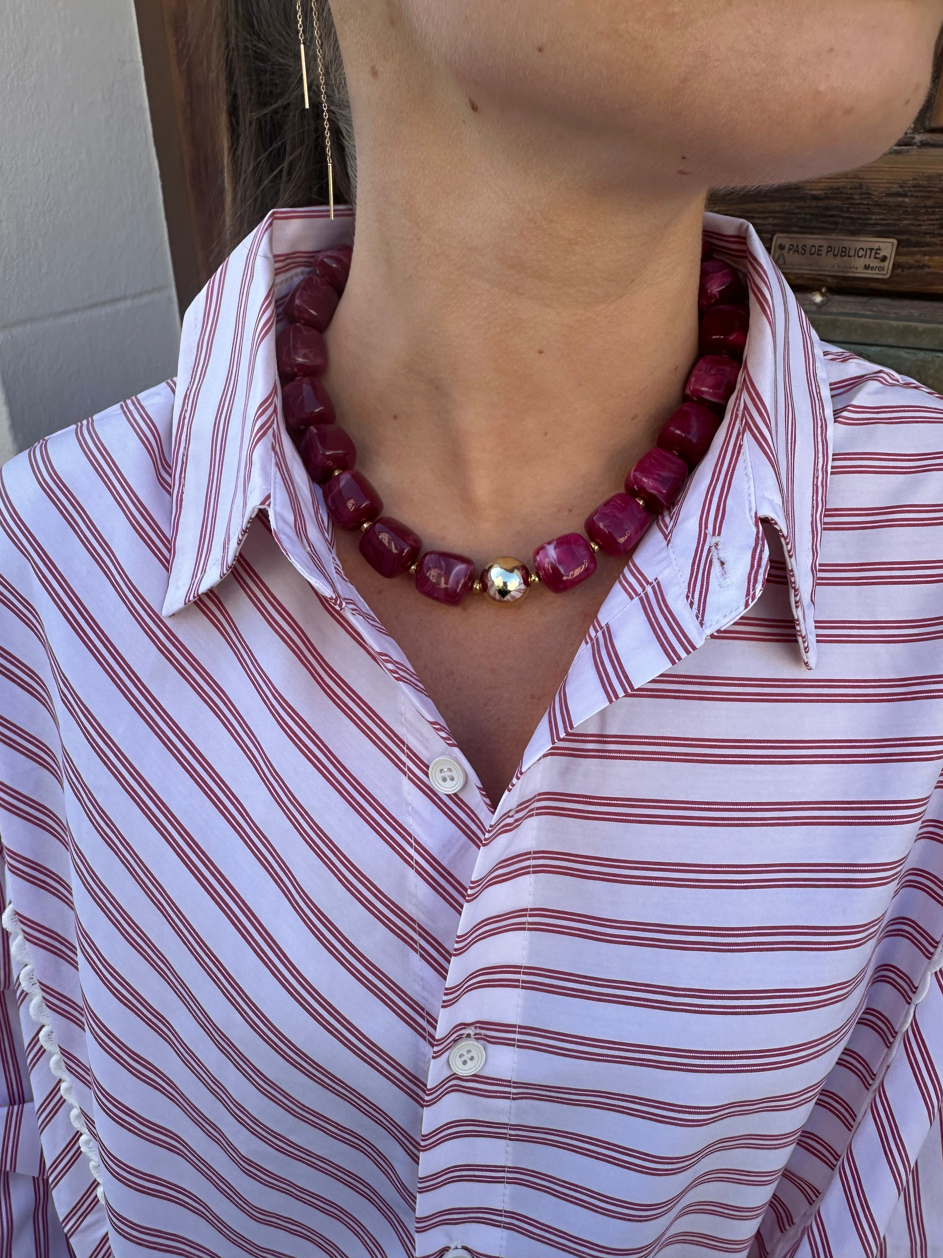 COLLIER FLORIE BORDEAUX