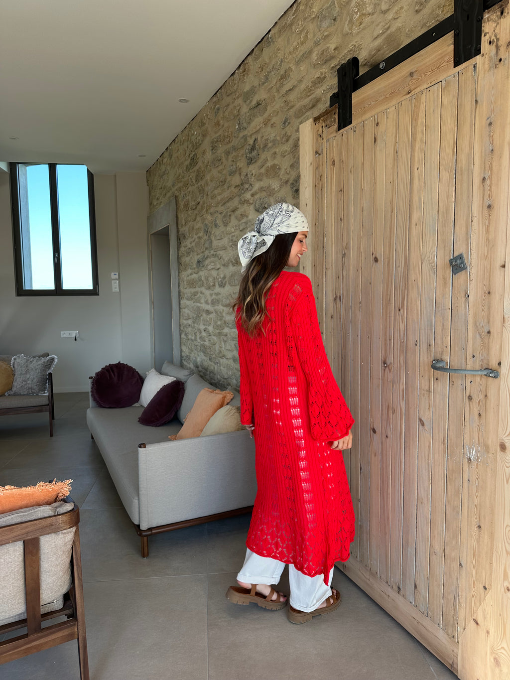 GILET LONG GWEN ROUGE