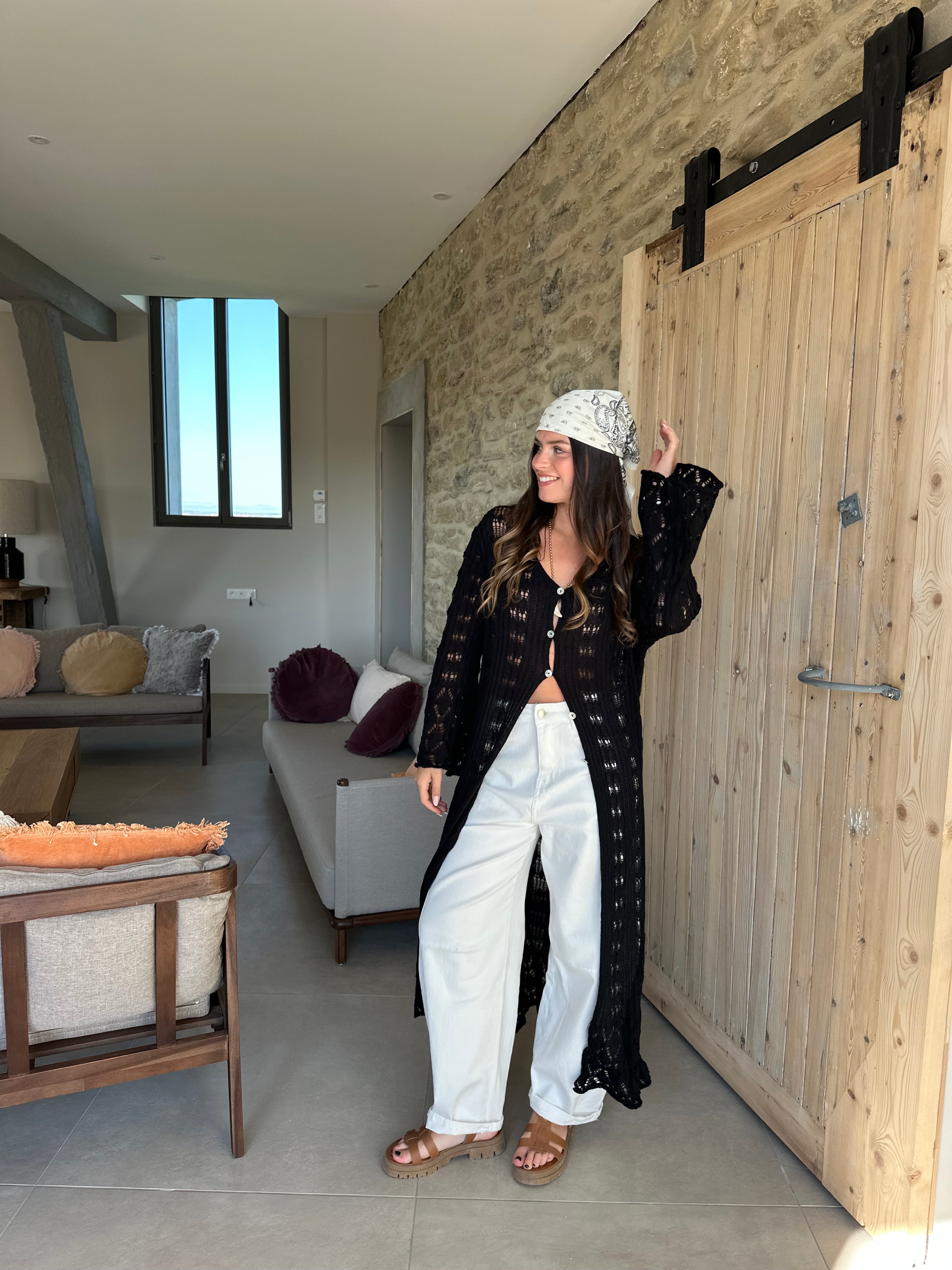 GILET LONG GWEN NOIR