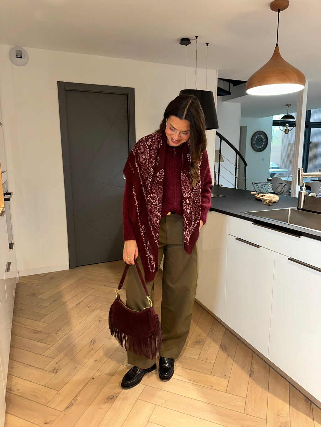 FOULARD BRUNE BORDEAUX