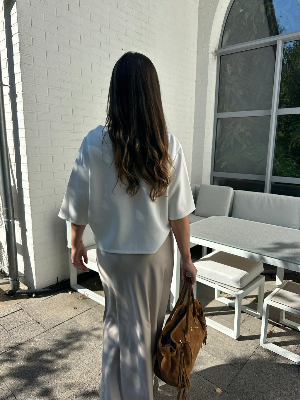 JUPE SATINÉE IZÏA BEIGE
