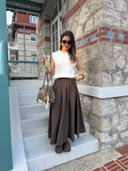 JUPE LONGUE MAEVA MARRON