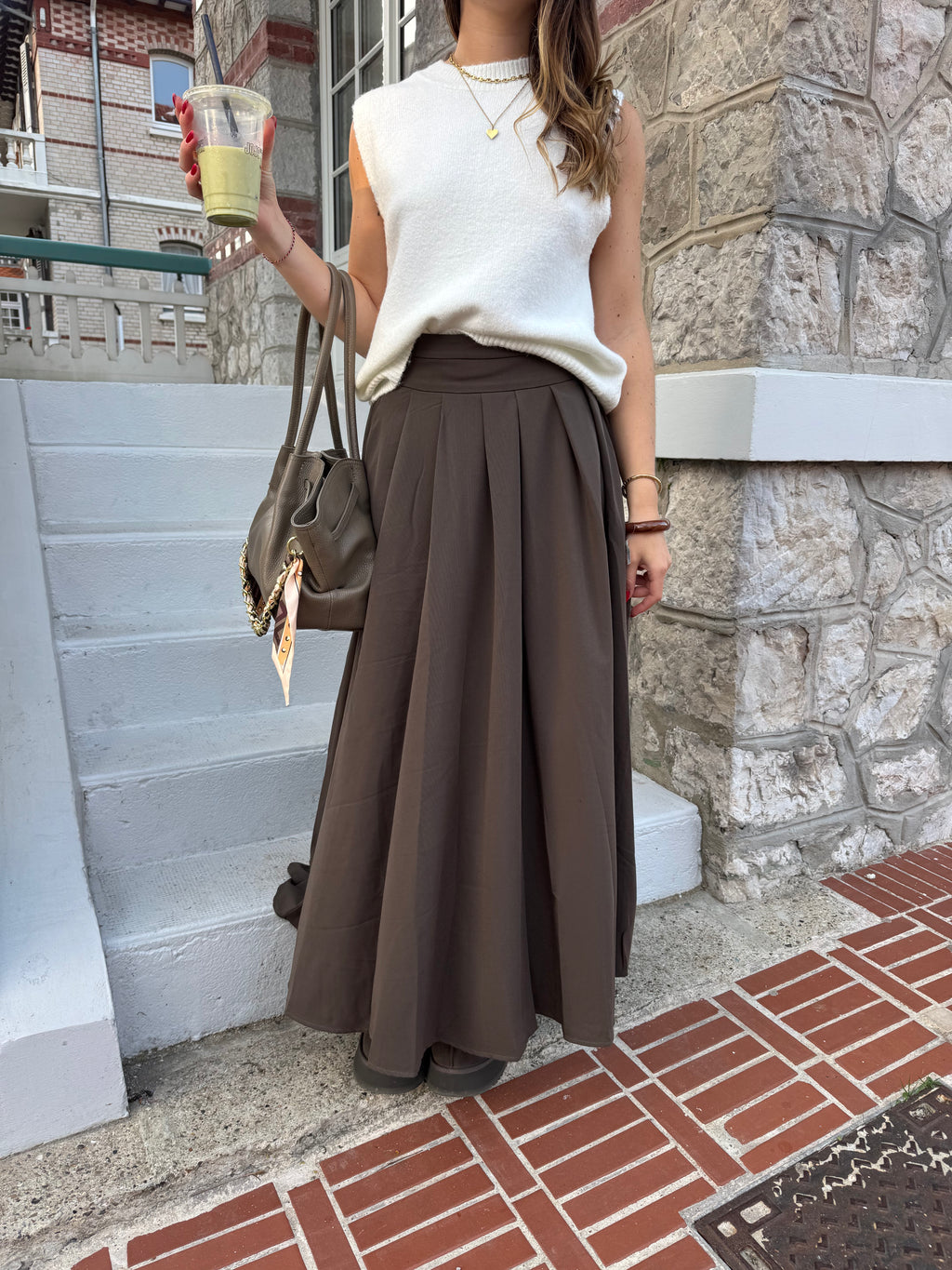 JUPE LONGUE MAEVA MARRON